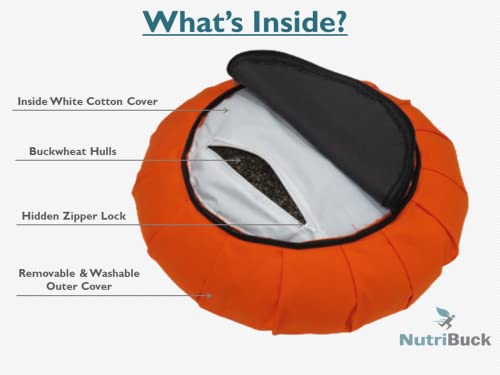 Image of Buckwheat ZAFU Meditation Cushion Filled with Buckwheat Hulls (Orange & Grey)