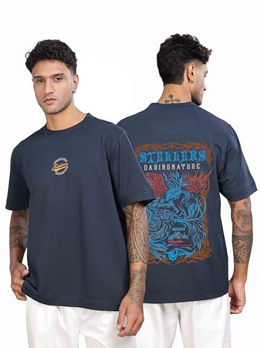 Image of STELLERS Men's Oversized Printed Half Sleeve T-Shirt | Feather Touch Feel | Odour Resistant | Anti-Static | Wrinkle Free | Quick Dry | Stretchable | Lightweight