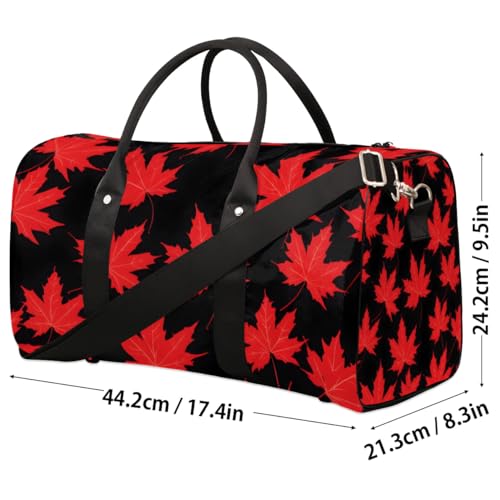 Travel Duffel Bag, Autumn Fall Maple Leaves Pattern Sports Tote Gym Bag Foldable Western Aztec Weekender Bag Carry on Luggage Handle Bag Overnight Shoulder Bag for Women Men,A-8154