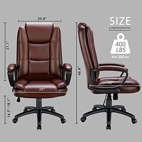 OFIKA Home Office Chair, 400LBS 8Hours Heavy Duty Design, Ergonomic High Back Cushion Lumbar Back Support, Computer Desk Chair, Big and Tall Chair, Adjustable Executive Leather Chair With Arms (Brown) - Thumbnail 7