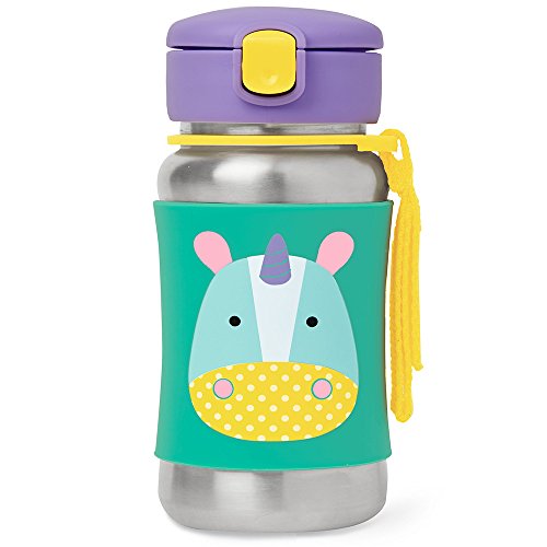 Skip Hop Kids Water Bottle With Straw, Stainless Steel Sippy Cup, Unicorn