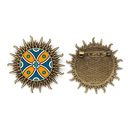 Broche en métal de style marocain à motif floral ciselé de haute qualité