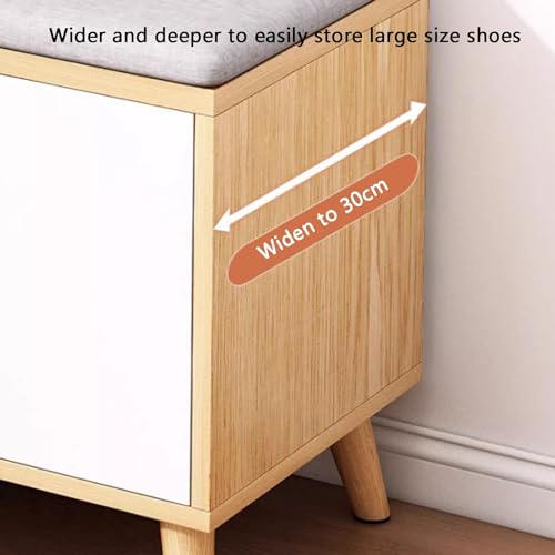 Banc à chaussures en bois 2 niveaux avec étagère élégante - 5