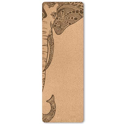 Tapis De Yogatapis De Yoga En Tpe En Liège De 6 Mm 183 * 61 Cm Tapis Antidérapant Imprimé Tapis De Fitness À Domicile Gymnastique Pilates Entraînement Sport Tapis De Débutant Sac Et Sangle, Éléphant