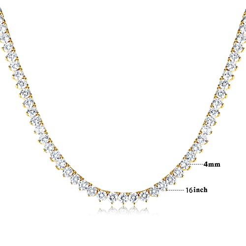 GMESME 3 Prong 18K White Gold Plated Cubic Zirconia Classic Tennis Necklace (16-24inch) - Image 3