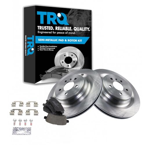 Image of TRQ Rear Brake Pad and Rotor Set Semi Metallic Vented Rotors