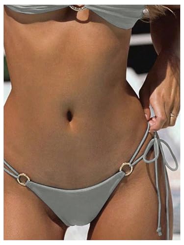 Image of SOLY HUX Bathing Suit for Women Halter Ring Linked Tie Side Bikini Sets Two Piece Swimsuit