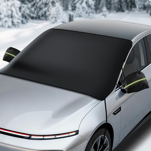 CHWNIBAY Copertura Parabrezza Auto Invernale, Telo Parabrezza Auto Antigelo, Senza Magneti, Anti Gelo, Neve, UV, Impermeabile con Bande Riflettenti, Antifurto, per Auto e SUV, 220x140cm