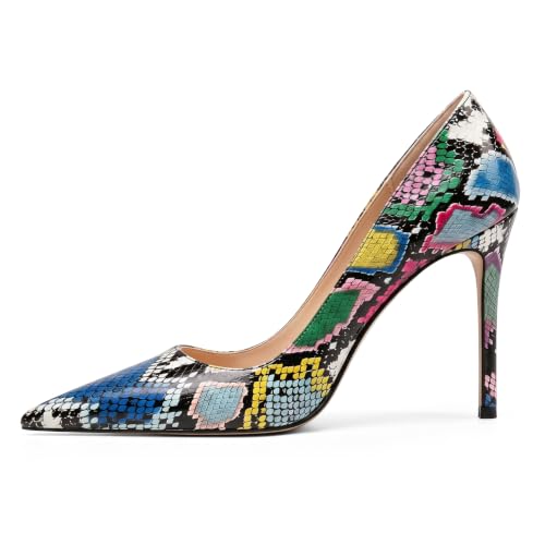 Image of Eldof Women's Classic Dress Pumps Shoes, Sexy Pointed Toe 4 inch Stiletto High Heels, Office Formal Slip On Size 5-13