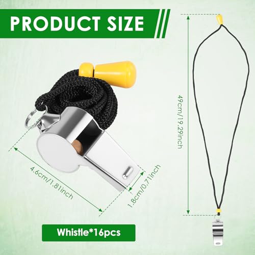16 Silbatos Deportivos de Acero Inoxidable con Cordón miniatura 2