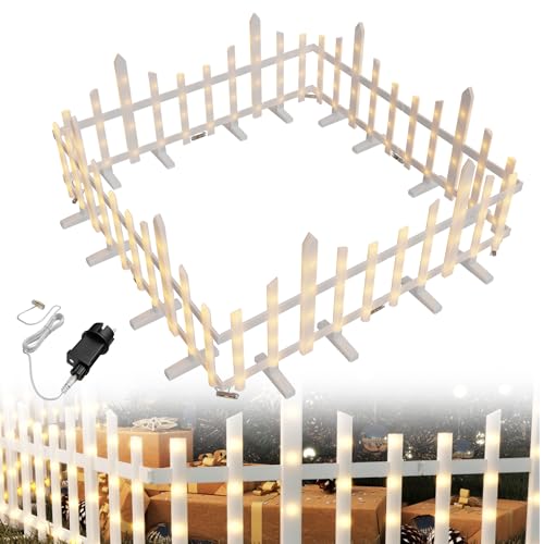 XMTECH LED Weihnachtsbaum Zaun 1,75 m, 5 Stück Mini Lattenzaun mit 8 Lichtmodi, warmweiße Beleuchtung, IP44 wasserdicht, flexibler Zaun für Haustiere, Garten, Wohnzimmer, Weihnachtsdeko XMTECH LED Weihnachtsbaum Zaun 1,75 m, 5 Stück Mini Lattenzaun mit 8 Lichtmodi, warmweiße Beleuchtung, IP44 wasserdicht, flexibler Zaun für Haustiere, Garten, Wohnzimmer, Weihnachtsdeko