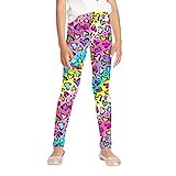 JESKIDS Girls Prints Leggings Casual Yoga Pants Tights Trousers for Kids in 8-9 Years Heart Leopard