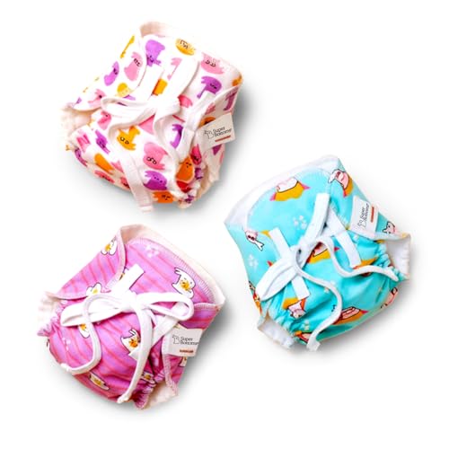 Image of SuperBottoms DryFeel Baby Langot 0-6 months l Organic Cotton Modern Baby Nappy l Mess-free Langot with Gentle Elastics l Super DryFeel Top Layer l Diaper-free Time Essential | 3 Pack
