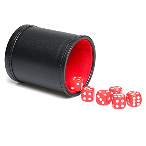 Cubilete de dados de cuero para noches de juego Farkle con dados estándar incluidos