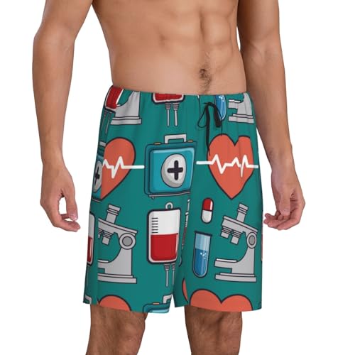 Medical Elements Print Men’s Sleep Shorts Bottoms Soft Comfy Pajama Wear Pants With Drawstring Pockets2