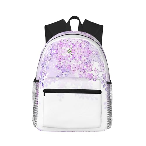 Sac à dos fleurs lilas au design unique imprimé fleuri et base noire robuste