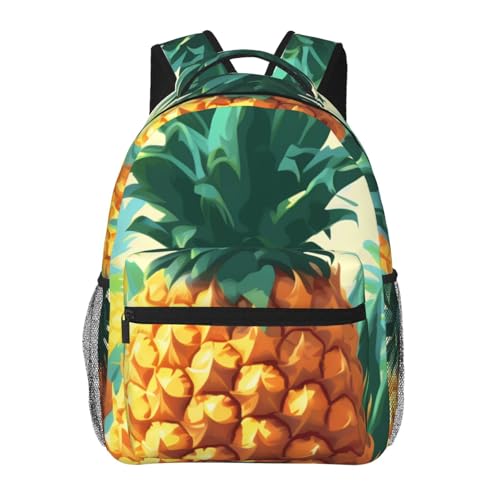 Sac à dos imprimé ananas tropical noir pour filles avec bandoulière réglable