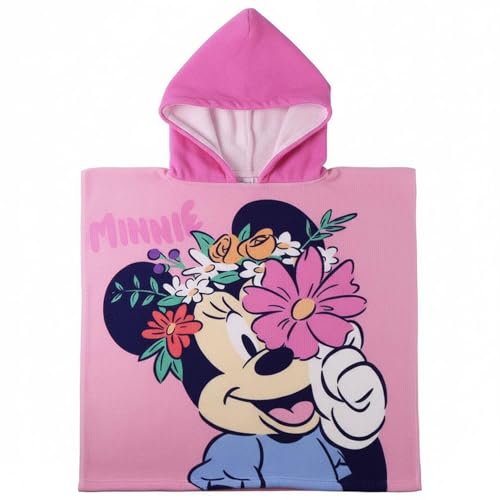 The Geeky Pop Poncho de Plage Minnie Mouse | Cape de Bain à Capuche pour Enfant | 55x110 cm | Rose | Disney