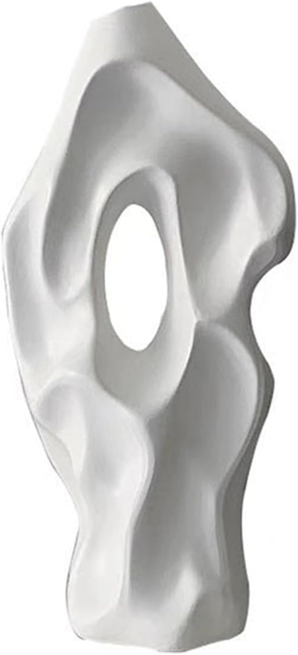 Bzgpmfud Blanc Vase Desktop Abstract Art Ceramic Sculpture Flower Arrangement Home Decorations Photography Props(Blanc)