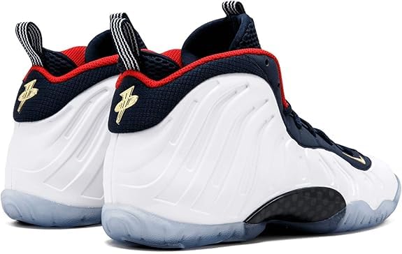 Nike Little Posite One Big Kids' Basketball Shoes (644791-403, Obsidian/University Red/Metallic Gold/White) Size 5.53