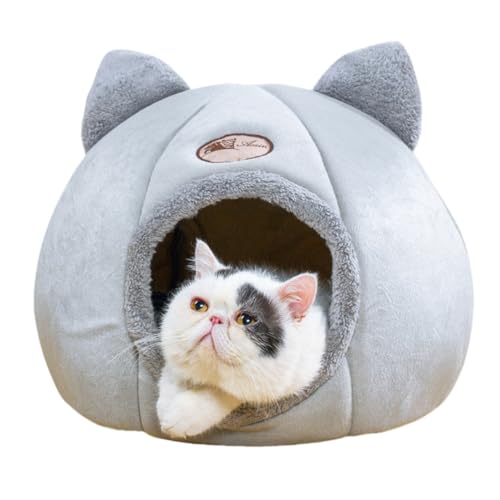 JCATPD Cat Ear-Shaped Bed for Indoor Cats，Semi-Enclosed Kitten Bed with A Removable Mat& Non-Slip...