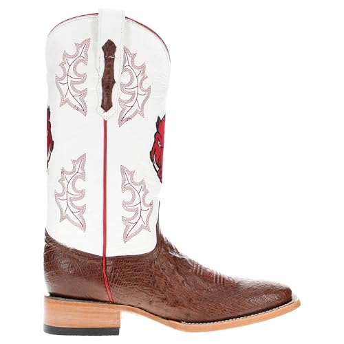Vaccari Men's Brooks Genuine Smooth Ostrich Leather NCAA Athletics Embroidery Western Cowboy Boots3