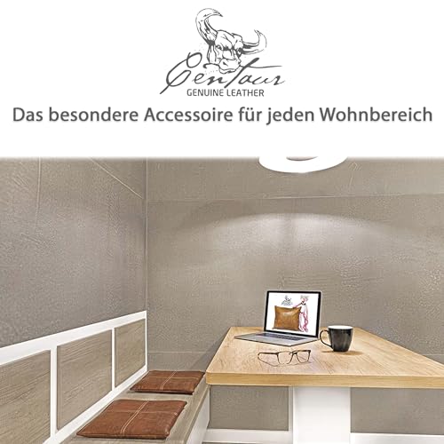 Centaur - Hochwertiges Leder Sitzkissen - Nussbraun 40x40 cm - Ideal für Stuhl oder Sitzbank - Abwaschbare Echtleder Stuhlkissen - Pflegeleichte Sitzauflage