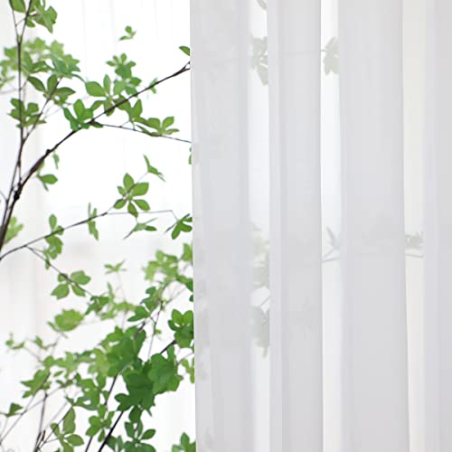 LONGTAI Windows Sheer Curtains 84 Inches Long 2 Panels White Sheer Curtains Basic Rod Pocket Panel for Bedroom Children Living Room Yard Kitchen (White, 52" W x 84" L | 2 pcs)3