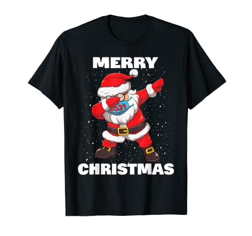 Dabbing Santa Shirt Máscara facial de nieve Feliz Navidad 2021 Camiseta