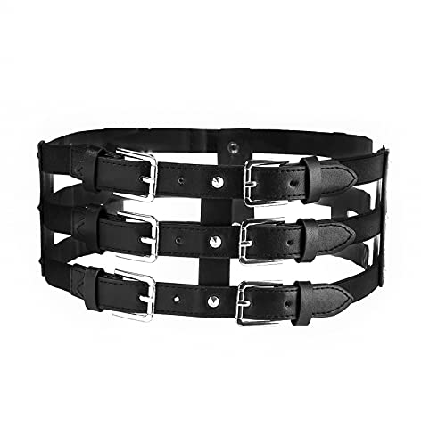 MILAKOO PU Leather High Waist Belt Wide Elastic Stretch Corset Cinch Waistband with Alloy Buckle