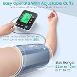 Blood Pressure Monitor for Home Use, Automatic Blood Pressure Machine with 3-Color Backlit Hypertension Display, 2x99 Memory with Upper Arm Large Cuff 22-42cm Black