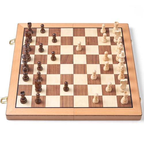 Set de ajedrez magnético de madera plegable de 15 pulgadas miniatura 3