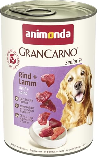animonda GranCarno Senior cibo per cani, alimento umido per cani più anziani a partire da 7 anni, manzo + agnello, 6 x 400 g