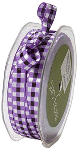 May Arts 3/8-Inch Wide Ribbon, Purple Multicolored Check