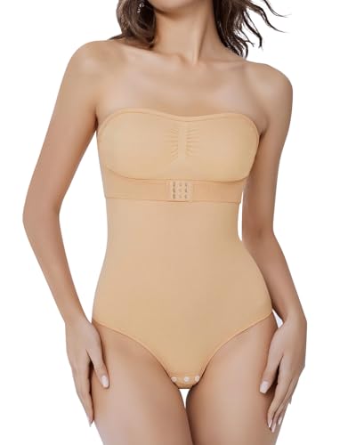 Image of Strapless Faja Bodysuit Shapewear Thong Body shaper for Women Under Dress Strapless Shapewear Tummy Control