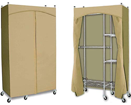 ClarUSA Portable Wardrobe Split Closet (72-75Hx48Wx18D) w/Premium Cotton Canvas Cover (Khaki)