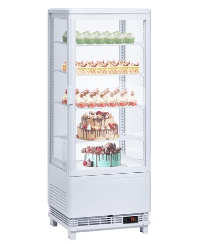 Image of Countertop Refrigerator 3.5 Cu.ft, Commercial Pastry Display Case with LED, Frost-Free Air Cooling, Lockable Glass Door Fridge for Bakery, Cafe, Restaurant