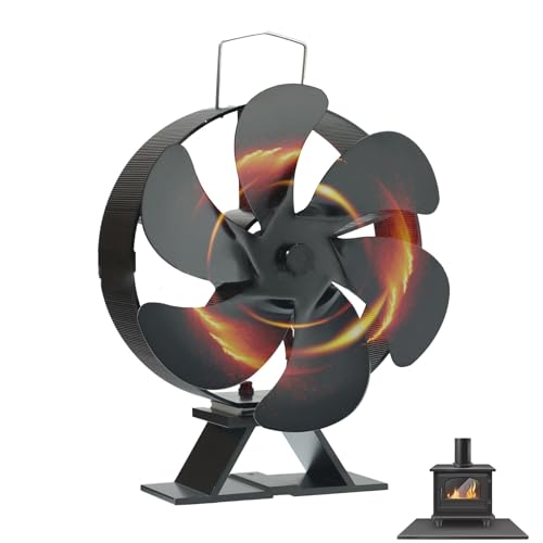 EpheyFIF Ventilador de chimenea de 6 aspas, ventilador de horno sin alimentación, funcionamiento silencioso, redondo, eficiencia energética, resistente al desgaste, piezas de repuesto