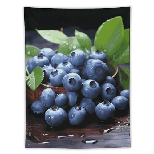 Tapisserie murale esthétique 152x203 cm poster tissu vertical motif myrtille