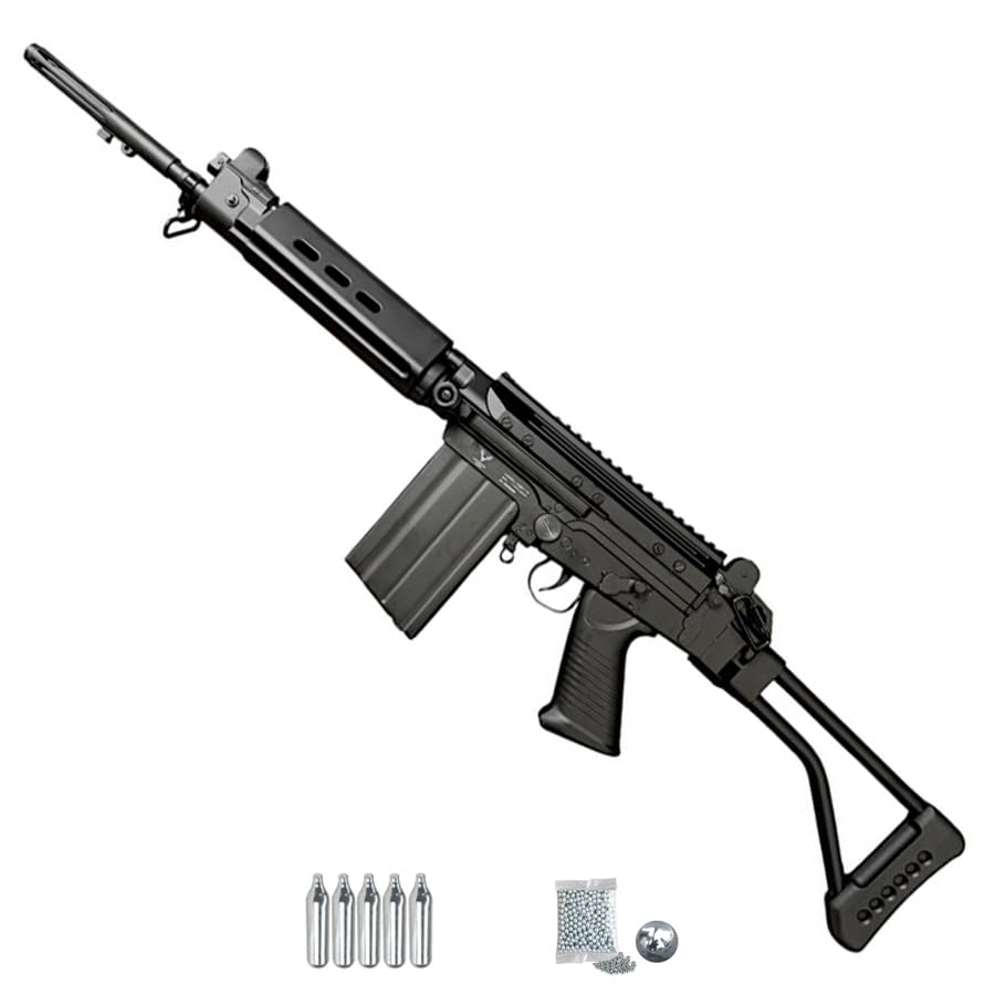 Carabina Hunstman Arms LK58 Black (4,5mm) | Pack Que Incluye: Rifle Tipo metralleta semiautomática de Aire comprimido + CO2 + balines (Bolas de Acero BB's)