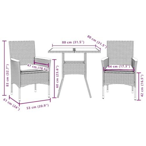 Ensemble à manger de jardin résistant aux intempéries avec coussins déhoussables gris - 4