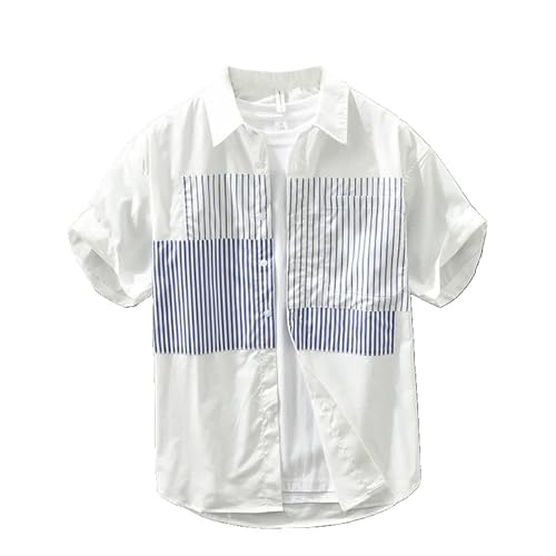 Chemise ample pour homme contre la chaleur estivale en coton léger à rayures
