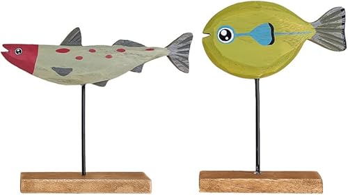 BESPORTBLE Decoración de estante para libros, decoración de peces de dibujos animados, 2 piezas, corte de papel, océano, metal, decoración de