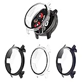 FitTurn Screen Protector Case Compatible with Garmin Venu 2 Plus Screen Protector for Garmin Venu2 Plus PC+Tempered Glass Full Coverage Bumper (Black+Clear+Blue)