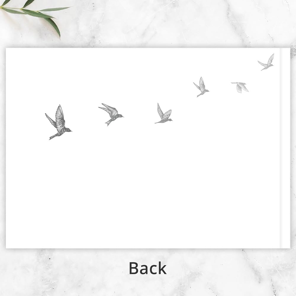 Non-Personalised Condolence Guest Book - Grey Flying Birds (58/0081) - Image 3