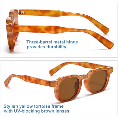 Image of Gleyemor Stylish Retro Sunglasses for Men Women Fashion Vintage Square Sunglasses UV400 Protection Shades