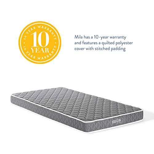 Modway Mila 6” Twin Mattress - Firm 6 Inch Twin Mattress - 10-Year Warranty ,White #TOP4