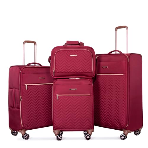 Image of Travelhouse 4-Piece Softside Luggage Set with Spinner Wheels | Lightweight expandable suitcases: 16 inch underseat duffel bag + 20 inch carry-on + 24 inch + 28 inch checked
