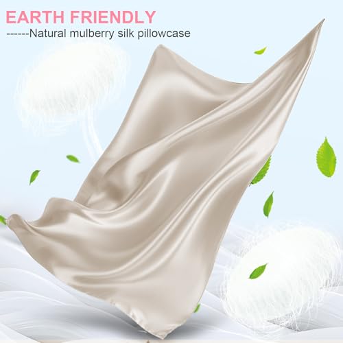Mulberry Silk Pillow Cases 2 Pack King Size 20x36 Inches with Hidden Zipper, Ultra Smooth and Soft Breathable Cooling Silk Satin Pillowcase Set of 2, Better for Hair and Skin, Gifts for Women Men