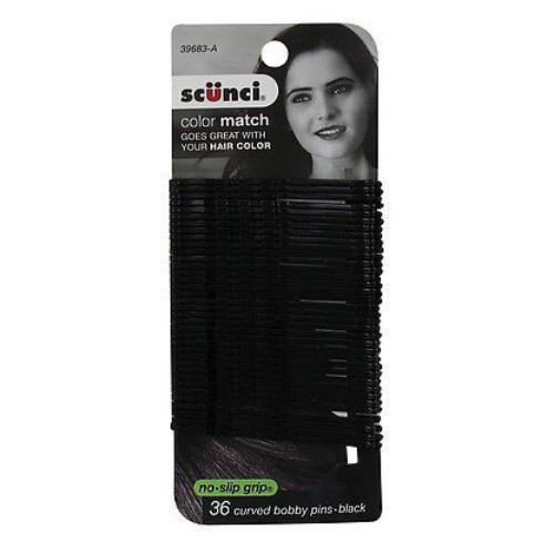 Scunci Non Slip Curved Bobby Pins, Black, 0.8 Ounce